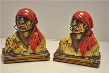 Vintage Buccaneer Bookends, Bronze